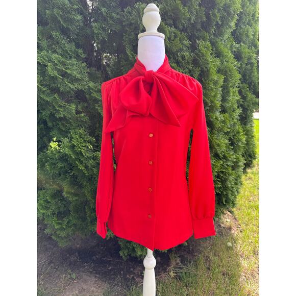 Vintage Terry of Chicago Red Blouse Size Small - Picture 1 of 7